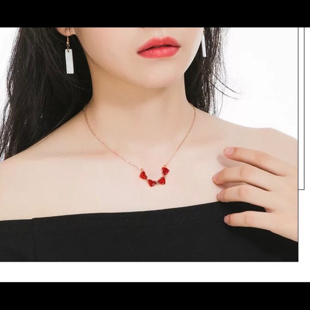Lucky Love Heart Folding Necklace, rhinestone 🩸❣️ - Picture 3 of 6